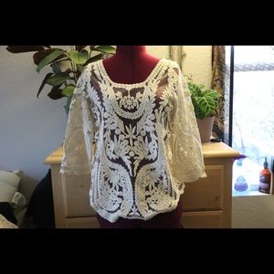 Sheer floral detailed blouse
